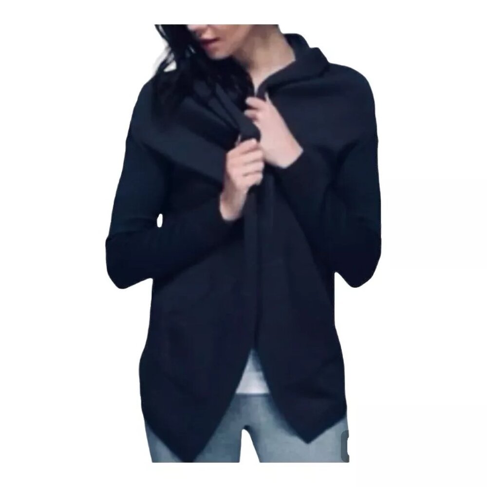 Lululemon Cabin Yogi Wrap 6 Hoodie Cardigan Cashmere Blend Black